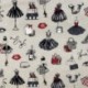 Tissu Toile Imprimée Frou Frou Noir rouge