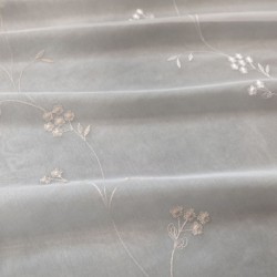 Tissu Voile Brodé Coloris Lin