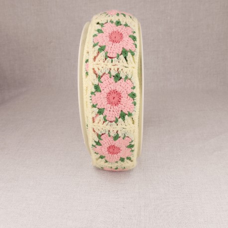 Galon crochet fleurs Ecru