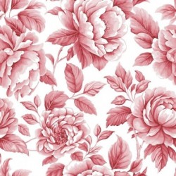 Tissu Cretonne Cobalt Imprimé Fleurs Rouge