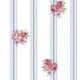 Tissu Cretonne Batifolle Imprimé Fleurs sur Rayures Bleues