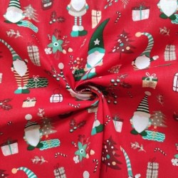 Tissu Coton Imprimé Lutin Rouge 