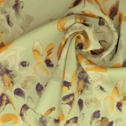 Tissu Popeline de Viscose Imprimée Motif Floral Jaune