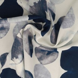 Tissu Popeline de Viscose Imprimée Motif Coloris Marine