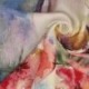 Tissu Popeline de Viscose Imprimée Motif Abstrait Pastel
