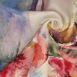 Tissu Popeline de Viscose Imprimée Motif Abstrait Pastel