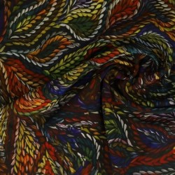Tissu Popeline de Viscose Imprimée Motif Feuille Abstrait