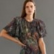 Tissu Popeline de Viscose Imprimée Motif Feuille Abstrait