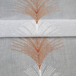 Tissu Plume Etamine Brodée Brique