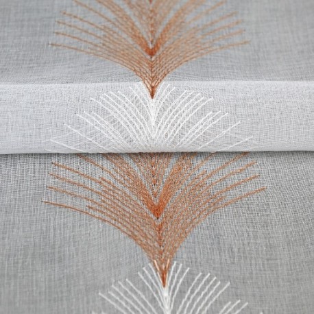 Tissu Plume Etamine Brodée Brique