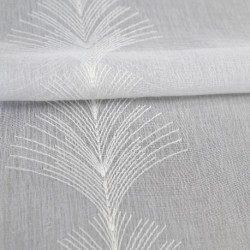Tissu Plume Etamine Brodée Blanc 