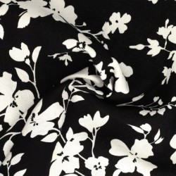 Tissu Viscose Crêpe Pommier Japonais Noir