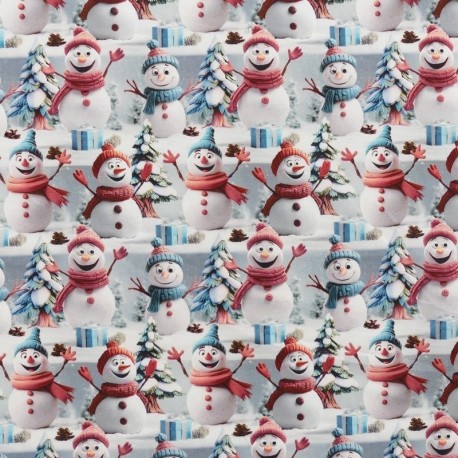 Tissu Imprimé Effet 3d Snowman Multico