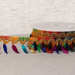 Frange paillettes plumes Multicolore - 