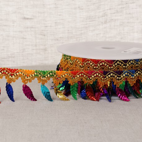 Frange paillettes plumes Multicolore - 