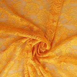 Tissu Dentelle Elastique Roses Jaune Orange 