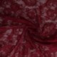 Tissu Dentelle Elastique Roses Bordeaux 