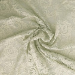 Tissu Dentelle Elastique Roses Vert Nil 