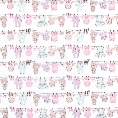 Tissu Coton Imprimé Nursery Rose