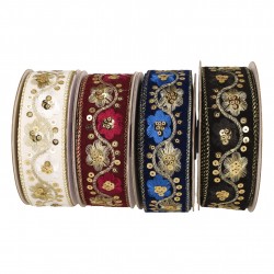 Galon brodé fleurs paillettes