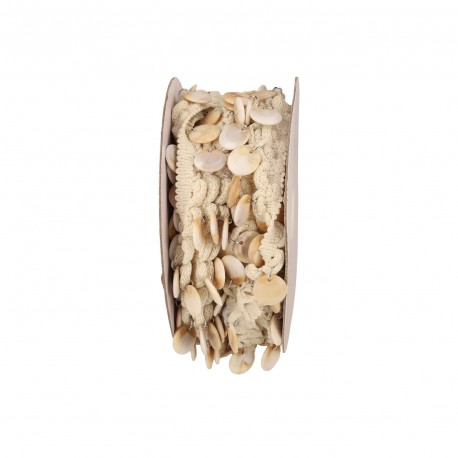 Galon frange coquillages Ecru