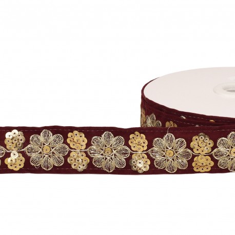 Galon brodé paillettes