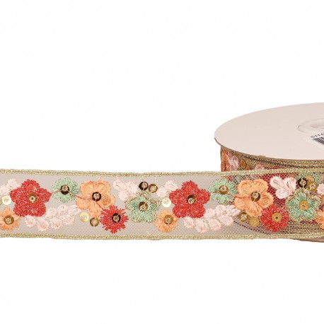 Galon brodé paillettes