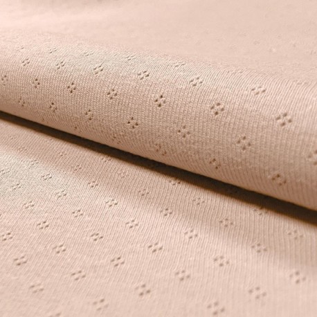 Tissu Jersey Ajouré Uni Nude Rose 