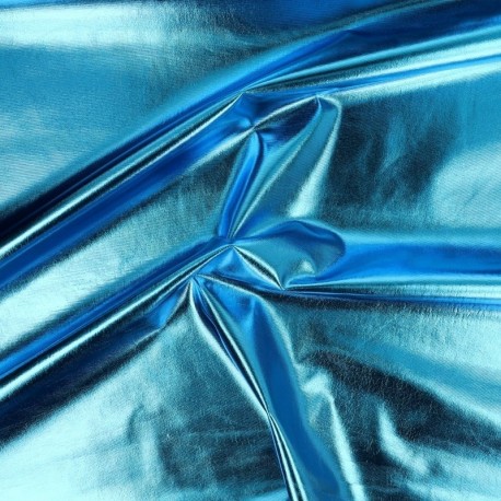 Tissu Lamé Enduit Bleu Clair