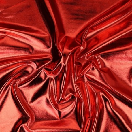 Tissu Lamé Enduit Rouge