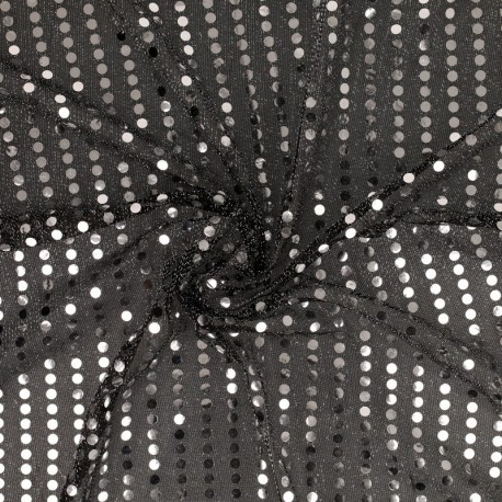 Tissu Paillette Argent Sur Voile Argent 