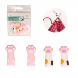 Protege aiguille patte de chat*4 - Blanc rose