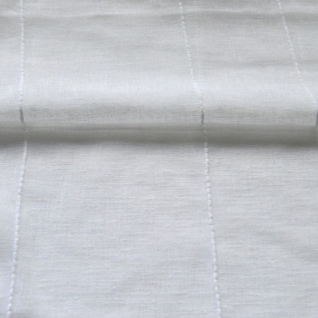Tissu Etamine Spirit Rayé Fil Chenillé Blanc
