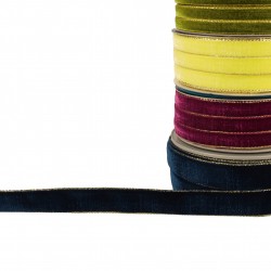 Ruban velours lisières or
