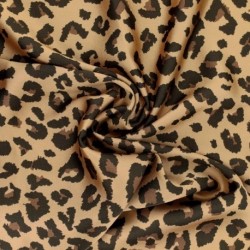 Tissu Satin Crepe Leopard Olive 