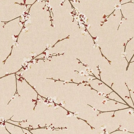 Tissu Fleur Du Japon Fond Coloris Lin