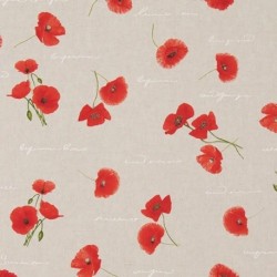 Tissu Coquelicot Fond Coloris Lin
