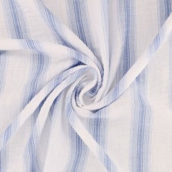 Tissu Etamine Tissé Teint Multi rayures Ciel 