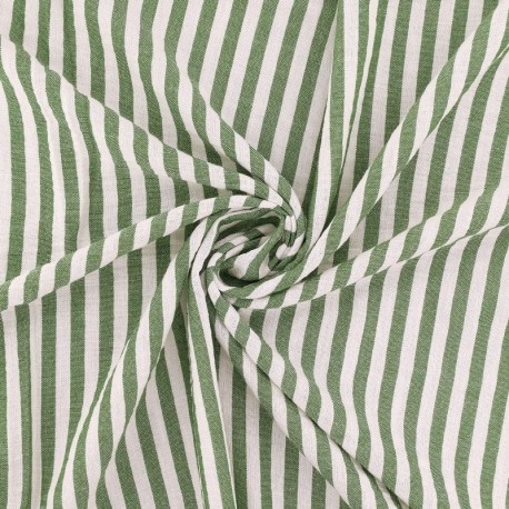 Tissu Etamine Tissé Teint Rayure Fine Vert Nil