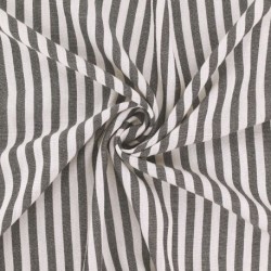 Tissu Etamine Tissé Teint Rayure Fine Noir 