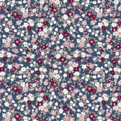 Tissu Popeline Imprimé Fleurs Marine