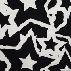 Tissu French Terry Imprimé Digital Etoile Blanc et noir