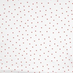 Tissu Jersey de Coton Imprimé Coeur Ecru