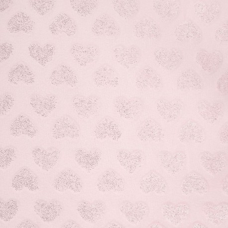 Tissu Minky Coeur Paillette Rose