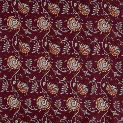 Tissu Voile de Coton Imprimé Fleurs Cognac