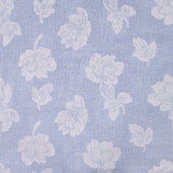 Tissu Voile Coton Tissé Teint Brodé Rayure Bleu