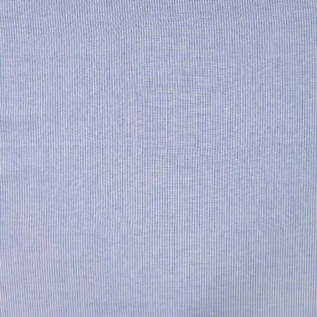 Tissu Voile Coton Tissé Teint Rayure Bleu