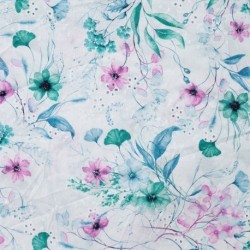 Tissu Voile de Coton Broderie Anglaise Pétrole