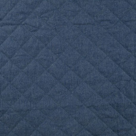 Tissu Chambray Matelassé Uni Bleu Denim 