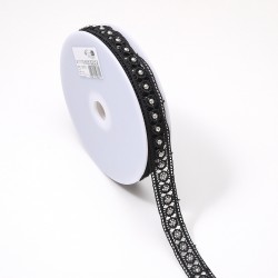 Guipure entre deux cloutee Noir